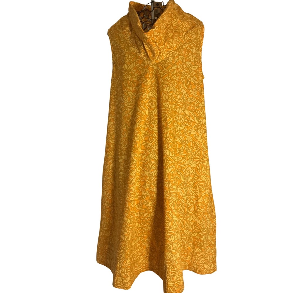 Anthony Richards Sleeveless Midi Dress Orange Leaf Print‎ Cowl Neck Size MD